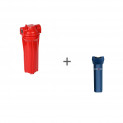Фильтр магистральный для горячей воды (непрозрачный красный корпус 10) 1/2 без картриджа + Чехол TermoZont Slim 10 для корпуса картриджного фильтра