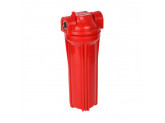 Фильтр магистральный для горячей воды (непрозрачный красный корпус 10) 1/2 без картриджа + Чехол TermoZont Slim 10 для корпуса картриджного фильтра